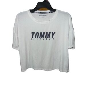 Tommy Hilfiger Women's White Cotton Logo T-Shirt